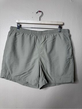 L.L.Bean Men’s Large Swim Trunks Gray Nylon Mesh Lined Elastic Waist Shorts